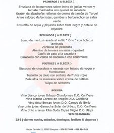 Menú de junio en el Idílico Restaurante (junio)