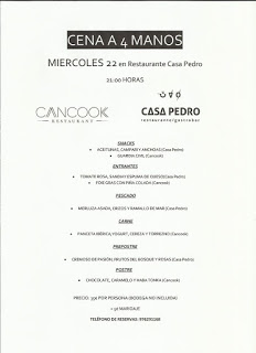 Cena a cuatro manos, Cancook en Casa Pedro (miércoles, 22)