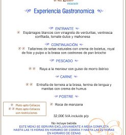 Menú EXPERIENCIA GASTRONÓMICA en el Molino de san Lázaro (verano)