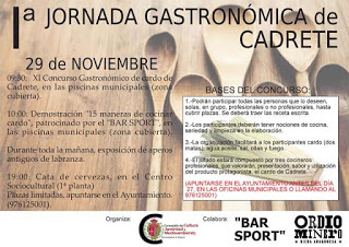 CADRETE. Jornada gastronómica del cardo (domingo, 29)