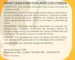 Cena foro con José Luis Cuerda (viernes, 28)