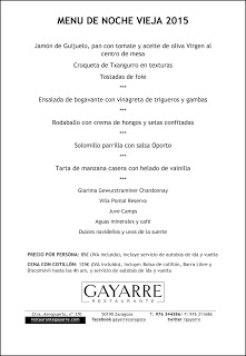 Menú de Nochevieja, Año nuevo y Reyes en Gayarre (días 31, 1 y 6 de enero)