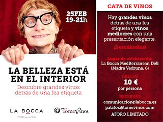 Cata de vinos La belleza está en el interior en LA BOCCA (jueves, 25)