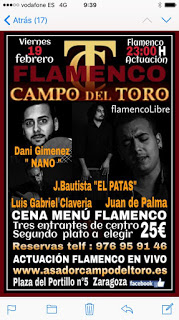Cena menú flamenco (viernes, 19)