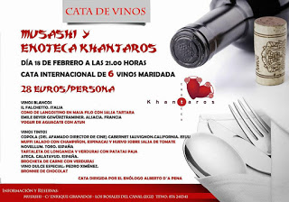 Cata de vinos maridada (jueves, 18)