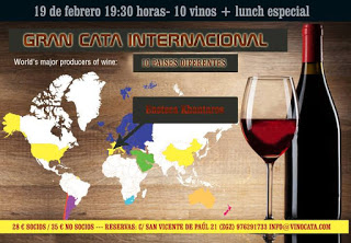 Cata de vinos de diez países y lunch (viernes, 19)