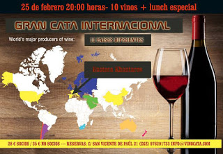 Cata de vinos de diez países y lunch (jueves, 25)