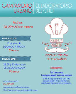 Campamento urbano. El Laboratorio del chef (del 28 al 30 de marzo)