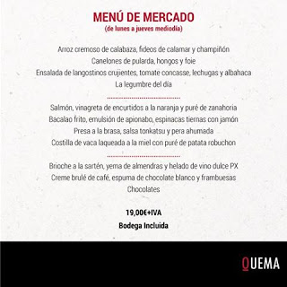 Menú de mercado en el Quema (marzo)