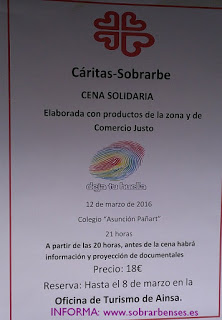 AÍNSA. Cena solidaria para Caritas (sábado, 12)