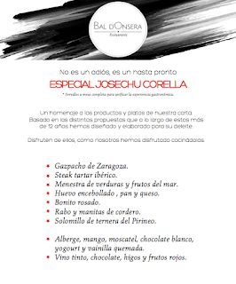 Menú especial Josechu Corella (hasta mediados de junio)