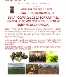 Cena Hermanamiento de la Cofradía de la Borraja y el Centro Soriano (viernes, 24)