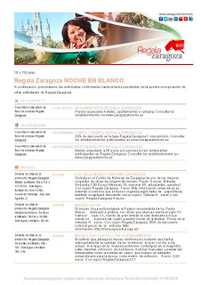 Noche en Blanco, Descuentos en tapas Regala Zaragoza  (18 y 19 de junio)