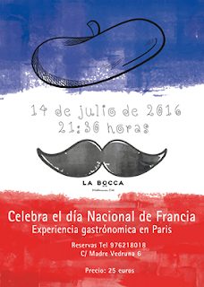Cena homenaje a Francia en LA BOCCA (jueves, 14)