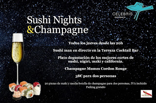 Noches de sushi y champagne en CELEBRIS (jueves de julio y agosto)