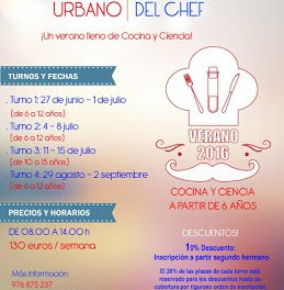 Campamento urbano El laboratorio del Chef (del 4 al 7 y de 11 al 15 de julio; del 29 de agosto al 2 de septiembre)