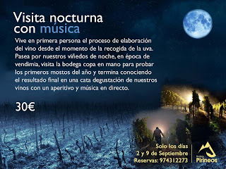 BARBASTRO. Visita nocturna a Bodega Pirineos (los viernes 2 y 9)