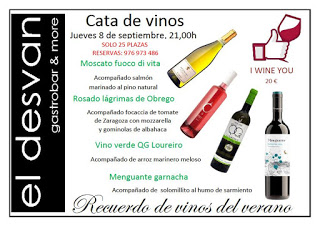 Cata de vinos maridada (jueves, 8)