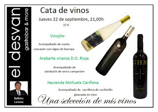 Cata de vinos maridada (jueves, 22)