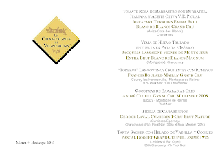 Cata cena maridada de champagnes de vignerons en LOS CABEZUDOS (jueves, 29)