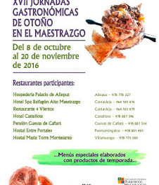 MAESTRAZGO. Jornadas gastronómicas (del 8 de octubre al 20 de noviembre)