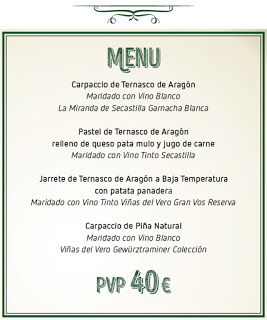 Cena maridada con Ternasco de Aragón (jueves, 3)