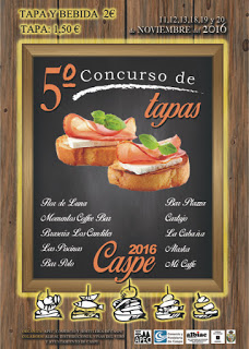 CASPE. V Concurso de Tapas (fines de semana del 11 y 18 de noviembre)