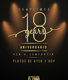 Menú degustación 18 aniversario, Platos de Ayer y Hoy, por 30 euros, en EL FORO (noviembre)