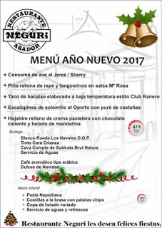 Menú especial del día de Año Nuevo en Neguri (1 de enero)