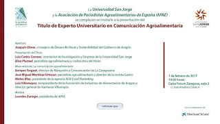 Presentación del Título de Experto Universitario en Comunicación Agroalimentaria y mesa redonda (miércoles, 1)