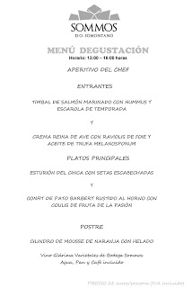 BARBASTRO. Menú degustación en RESTAURANTE SOMMOS (febrero)