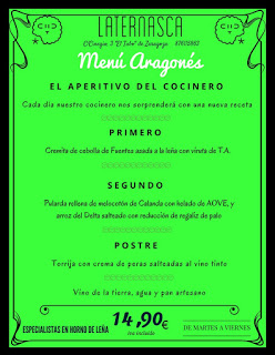 Nuevo menú semanal aragonés en LA TERNASCA, por 14,90 euros (del 27 al 30 de marzo)
