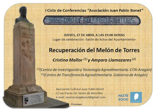 TORRES DE BERRELLÉN. Conferencia “Recuperación del Melón de Torres” (jueves, 27)