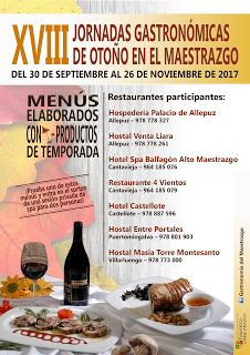 MAESTRAZGO. Jornadas gastronómicas (del 30 de septiembre al 26 de noviembre)