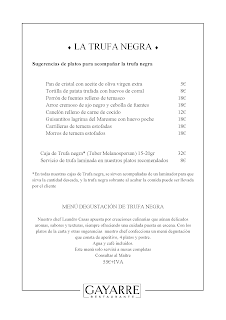 Menú degustación de trufa (febrero)