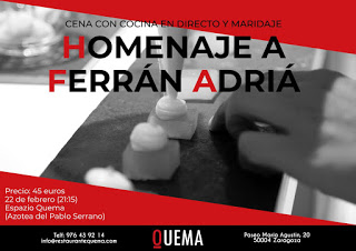 Cena y curso de cocina homenaje a Ferrán Adriá (jueves, 22)