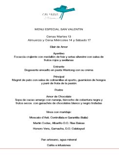 Menú especial de San Valentín en CELEBRIS (13, 14 y 17 de febrero)