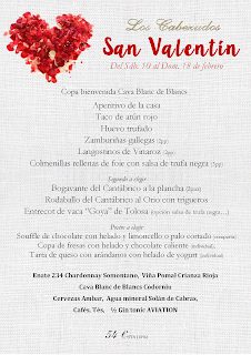 Menú de san Valentín en LOS CABEZUDOS y TRAGANTÚA (hasta el 18 de febrero)