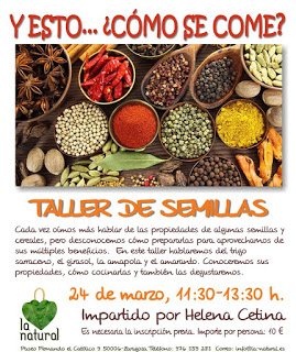 Taller de cocina sobre semillas  en LA NATURAL (sábado, 24)