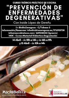 Curso de cocina “Prevención de enfermedades degenerativas” (sábado, 14, y domingo, 15)