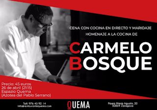 Cena homenaje al cocinero Carmelo Bosque (jueves, 26)
