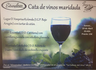 Cata de vinos maridada (jueves, 19)