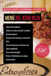 Menú del atún rojo (jueves noche y sábados al mediodía de abril)