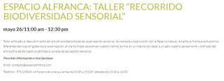 Taller “Recorrido por la biodiversidad sensorial” (sábado, 26)