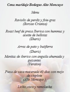 Cena maridada con vinos de Bodegas Alto Moncayo (jueves, 24)