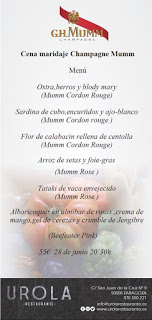 Cena maridada con Champagne Mumm (jueves, 28)