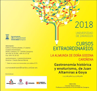 CARIÑENA / LA ALMUNIA DE DOÑA GODINA. Curso Gastronomía histórica y enoturismo, de Juan Altamiras a Goya (del 2 al 5 de julio)