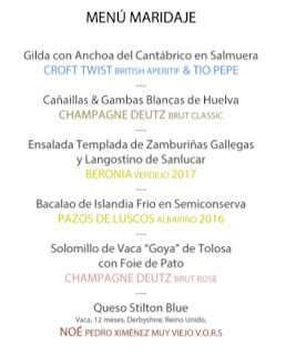 Cena cata maridaje en LOS CABEZUDOS. Champagne Deutz & González Byass (jueves, 28)