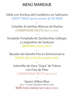 Cena cata maridaje en LOS CABEZUDOS. Champagne Deutz & González Byass (jueves, 28)