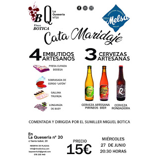 Cata maridada de cerveza y embutidos (miércoles, 27)